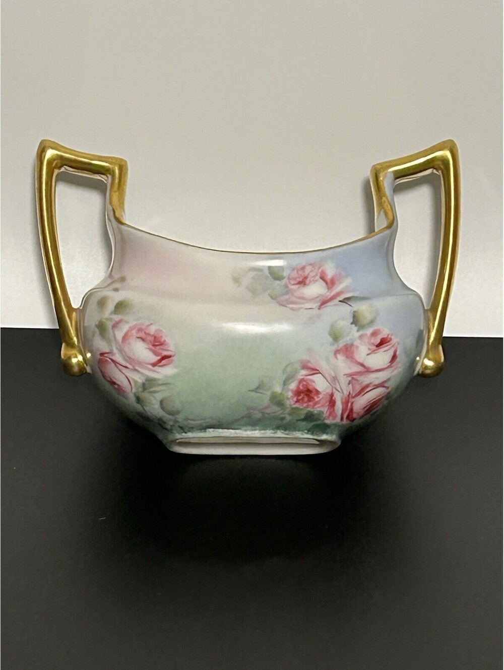 Vintage T&V Limoges Porcelain Hand Painted Sugar Dish Gold Accent Rose’s 1900’s